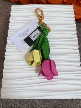 NWT Kate Spade New York leather tulip key fob / bag charm